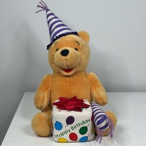 Vintage Disney Winnie The Pooh Happy Birthday Present Plush 13" Stuffed Animal